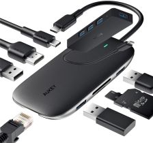 AUKEY Link PD USB-C Hub with HDMI USB 3.0 SD microSD Card Reader Meta Description