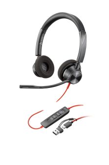 Poly Blackwire 3320 Stereo Microsoft Teams Certified USB-C Headset +USB-C/A Adapter