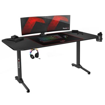 Huzaro Hero 4.7 Gaming / Computer Desk: Black, LED RGB Lighting, Monitor Shelf