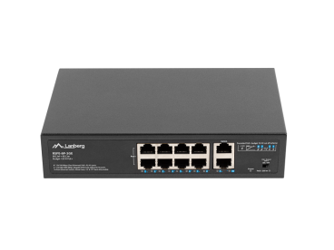SWITCH LANBERG 8X 100MB POE+, 2X 1GB UNMANAGED RACK 10", 19" GIGABIT ETHERNET 120W