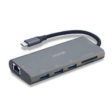 Lindy DST-Mini Plus USB-C Laptop Docking Station, 4K HDMI, VGA, 3x Type A USB 3.2 5Gbps, 1x USB-C PD 3.0 up to 100W