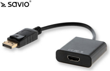 Savio CL-55 video cable adapter 0.2 m DP HDMI A Black